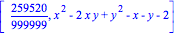 [259520/999999, x^2-2*x*y+y^2-x-y-2]